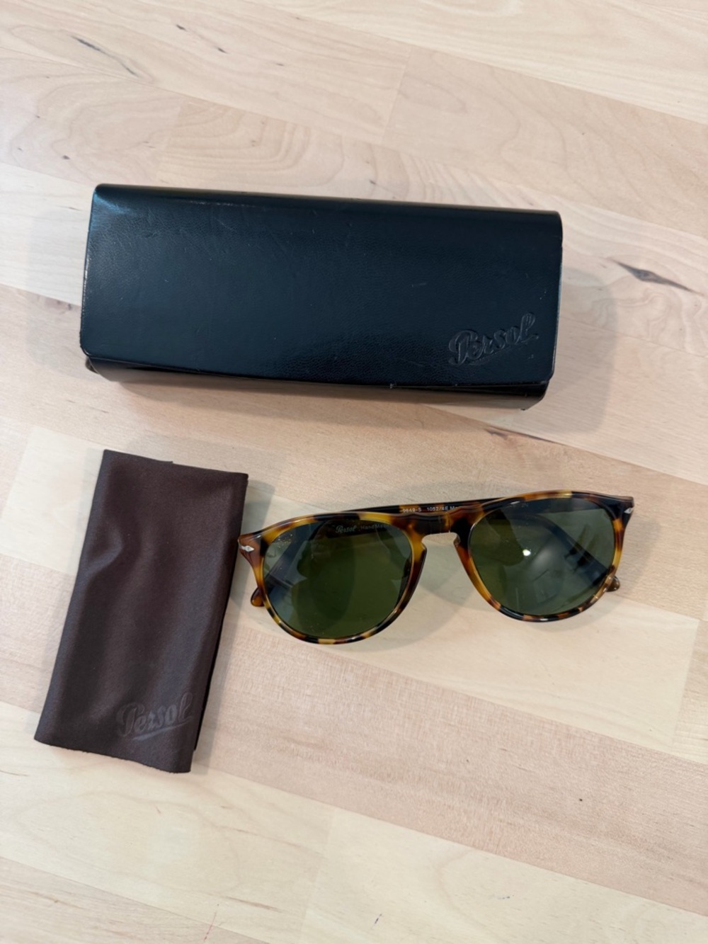 Persol Tortoise Frame Sunglasses with Green Lenses